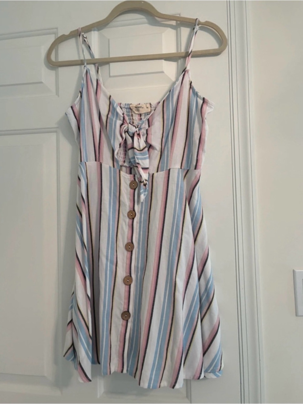 Ocean Drive Pastel Striped Tie-Front Top in Blue & Pink